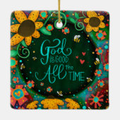 Bloemen inspirerende God is goede citaat inspirati Keramisch Ornament (Achterkant)