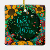 Bloemen inspirerende God is goede citaat inspirati Keramisch Ornament (Voorkant)