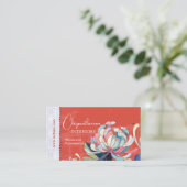 Bloemen Interieur Ontwerp Rood Custom Visitekaartje (Staand voorkant)