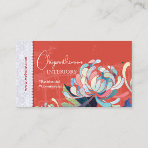 Bloemen Interieur Ontwerp Rood Custom Visitekaartje