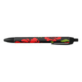 Bloemen iPhone portemonnee case Zwarte Inkt Pen (Bodem)