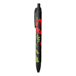 Bloemen iPhone portemonnee case Zwarte Inkt Pen