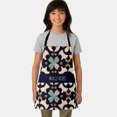 Bloemen Isometrisch blauw beige bloemmotief Schort (Insitu)