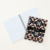 Bloemen Isometrisch Blauw Sinaasappel Bloemen Retr Notitieboek (Binnen)