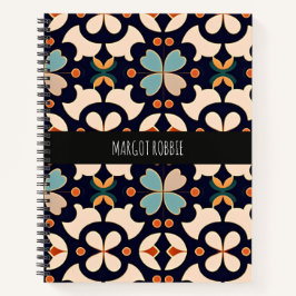 Bloemen Isometrisch Blauw Sinaasappel Bloemen Retr Notitieboek