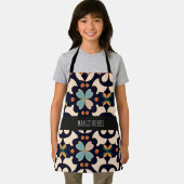 Bloemen Isometrisch Blauw Sinaasappel Bloemen Retr Schort (Insitu)