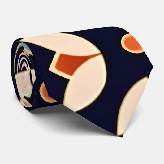 Bloemen Isometrisch Blauw Sinaasappel Bloemen Retr Stropdas (Opgerold)