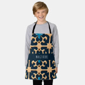 Bloemen Isometrisch BLue Beige 3D Bloemen Patroon Schort (Gedragen)