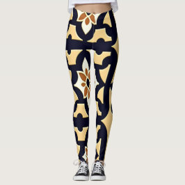 Bloemen Isometrisch Sinaasappel Beige Botanisch Pa Leggings