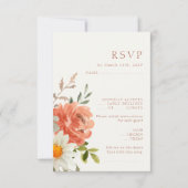Bloemen Ivoor Bruiloft RSVP Reactie Kaart (Voorkant)