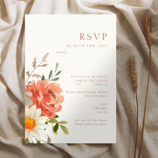 Bloemen Ivoor Bruiloft RSVP Reactie Kaart
