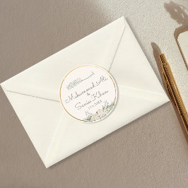 Bloemen Ivoor Cream en Goud Islamitisch Moslim Bru Ronde Sticker