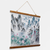 Bloemen Japans Geisha Vrouw Hangend Wandkleed (Gebogen)