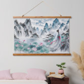 Bloemen Japans Geisha Vrouw Hangend Wandkleed (Slaapkamer)