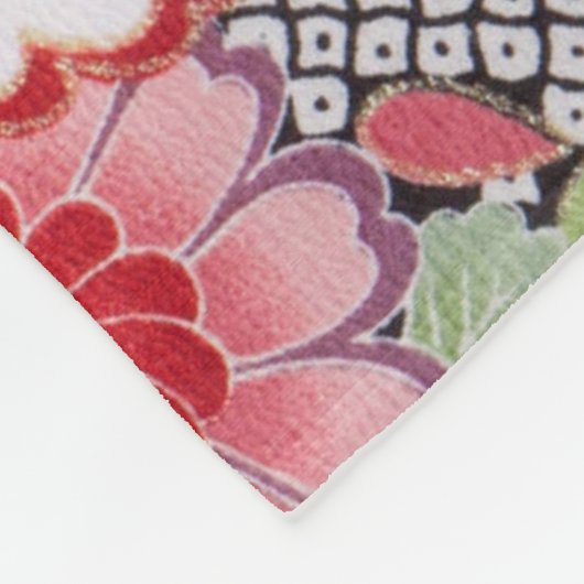 Bloemen, Japans ontwerp Fleece Deken (Hoek)