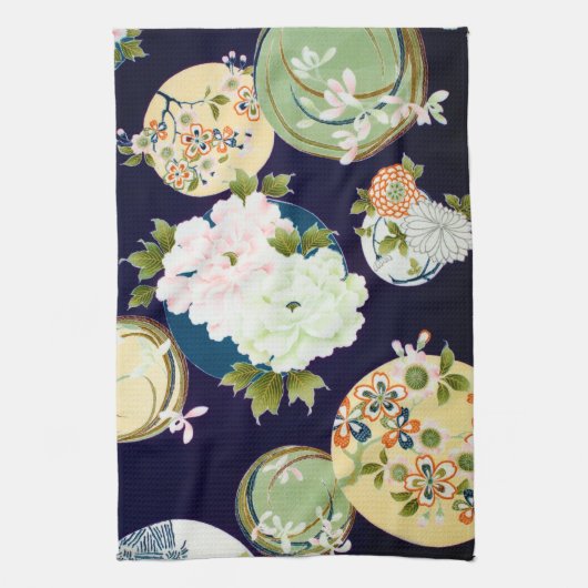 Bloemen, Japans ontwerp Theedoek (Verticaal)