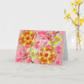 Bloemen Japans Roze Kersenbloesem Kaart (Gele Bloem)