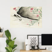 Bloemen Japanse Waterverf Kunst Poster (Thuiskantoor)