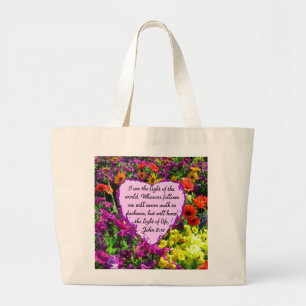 BLOEMEN JOHN 8:12 FOTOONTWERP GROTE TOTE BAG