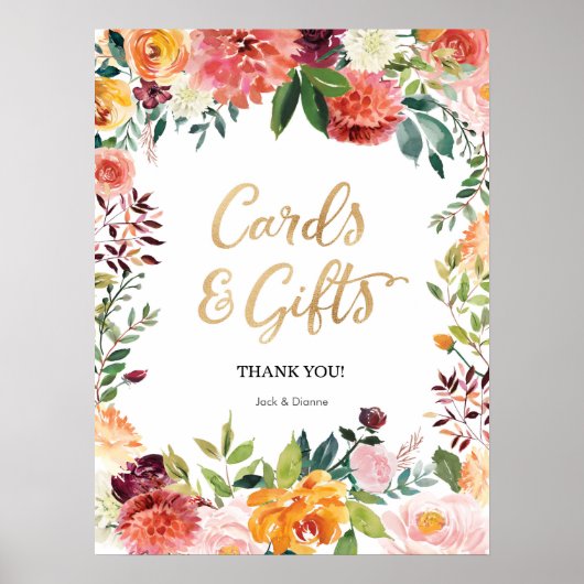Bloemen Kaarten en Cadeaus feestbord Poster (Voorkant)