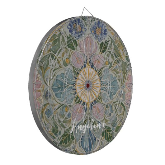 Bloemen Kaleidoscoop gepersonaliseerd Dartbord (Voorkant Links)