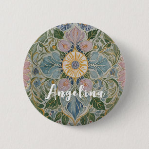 Bloemen Kaleidoscoop gepersonaliseerd Ronde Button 5,7 Cm