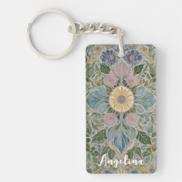 Bloemen Kaleidoscoop gepersonaliseerd Sleutelhanger