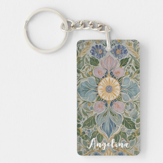 Bloemen Kaleidoscoop gepersonaliseerd Sleutelhanger (Voorkant)
