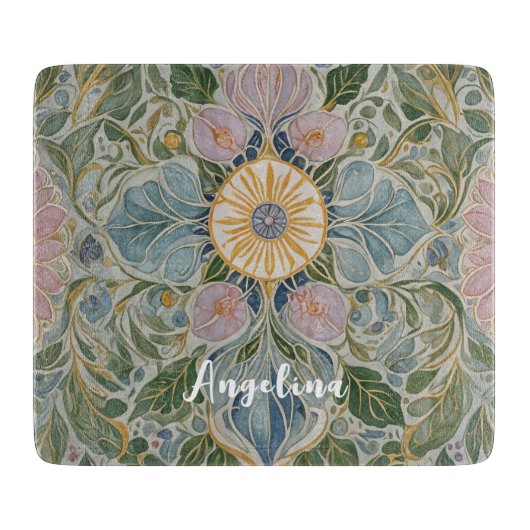 Bloemen Kaleidoscoop gepersonaliseerd Snijplank (Voorkant)