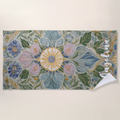 Bloemen Kaleidoscoop gepersonaliseerd Strandlaken (Voorkant)