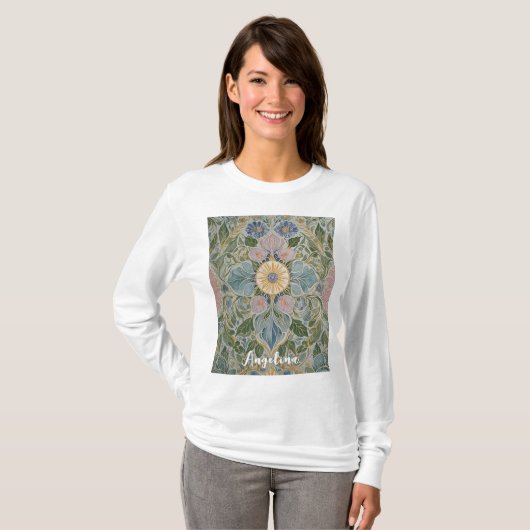 Bloemen Kaleidoscoop gepersonaliseerd T-shirt (Voorkant volledig)