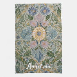 Bloemen Kaleidoscoop gepersonaliseerd Theedoek