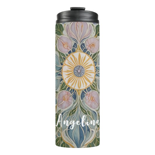 Bloemen Kaleidoscoop gepersonaliseerd Thermosbeker (Voorkant)
