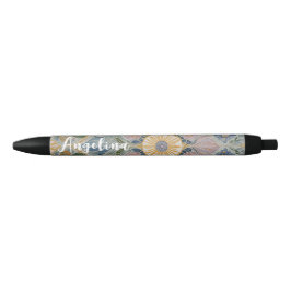Bloemen Kaleidoscoop gepersonaliseerd Zwarte Inkt Pen
