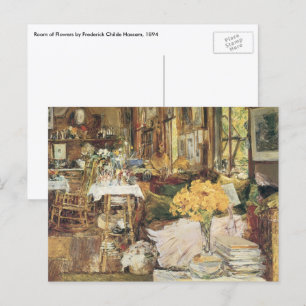 Bloemen kamer door Childe Hassam, Vintage Fine Art Briefkaart