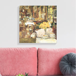Bloemen kamer door Childe Hassam, Vintage Fine Art Canvas Afdruk
