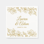 Bloemen Kant bruiloft servetten | Goud (Voorkant)