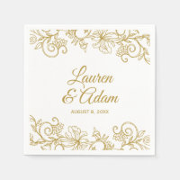 Bloemen Kant bruiloft servetten | Goud