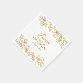 Bloemen Kant bruiloft servetten | Goud (Hoek)
