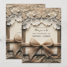  Bloemen Kant Burlap Bow Rustieke Bruiloft