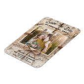 Bloemen Kant Burlap Rustic Save the Date Magneet (Linkerzijde)