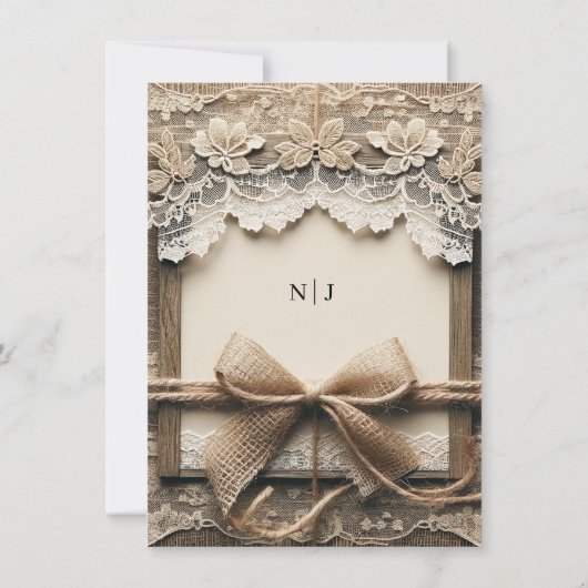 Bloemen Kant Burlap Rustiek Dank u Kaart (Achterkant)