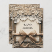  Bloemen Kant Burlap Rustieke Bruiloft RSVP Kaart (Voorkant / Achterkant)