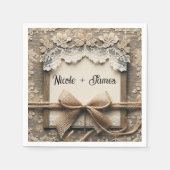  Bloemen Kant Burlap Rustieke Bruiloft Servet (Voorkant)