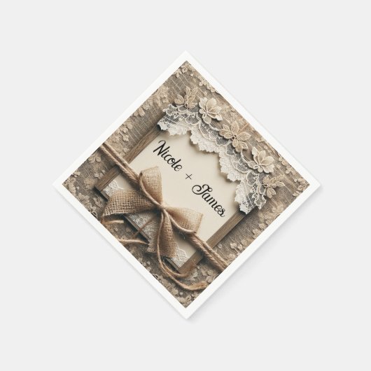  Bloemen Kant Burlap Rustieke Bruiloft Servet (Hoek)