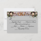 Bloemen, Kant & Hoefijzers, Bourgogne lint RSVP Kaartje (Achterkant)