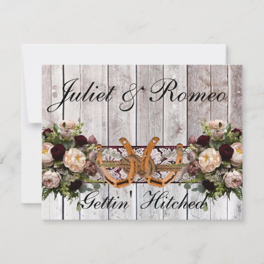 Bloemen, Kant & Hoefijzers Bourgogne Ribbon bruilo (Voorkant)