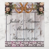 Bloemen, Kant & Hoefijzers, Paarse Lint Wijn Etiket (Enkel label)