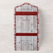 Bloemen, Kant & Hoefijzers, Rood lint All In One Uitnodiging (Buitenkant)