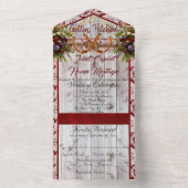 Bloemen, Kant & Hoefijzers, Rood lint All In One Uitnodiging (Binnen)